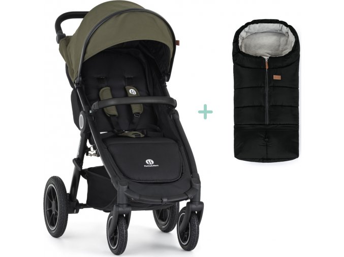 PETITEMARS PETITE&MARS Kočárek sportovní Street2 Air Black Mature Olive + PETITE&MARS fusak Jibot ZDARMA
