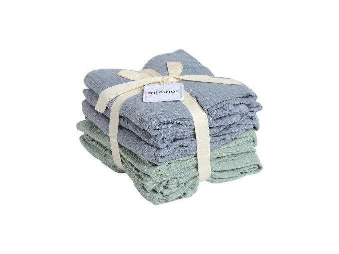 MININOR Mušelínové organické plenky Grey Seal/Willow Green 6 ks