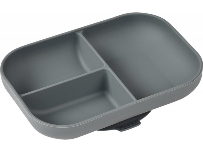 Beaba Talíř silikonový dělený s přísavkou Mineral Grey