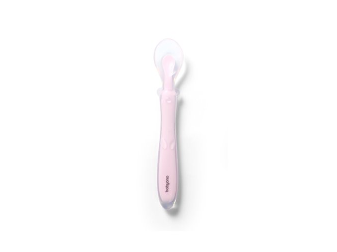 BABYONO BABYONO Lžička silikonová - pink 6m+