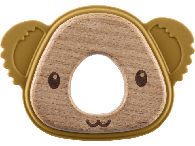 ZOPA Silikonové dřevěné kousátko Koala (Varianta Mustard Yellow)