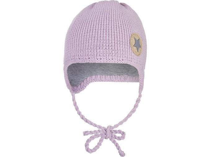 Little Angel Čepice pletená zavazovací LA Outlast ® - sv.fialová (Velikost 1 | 36-38 cm)