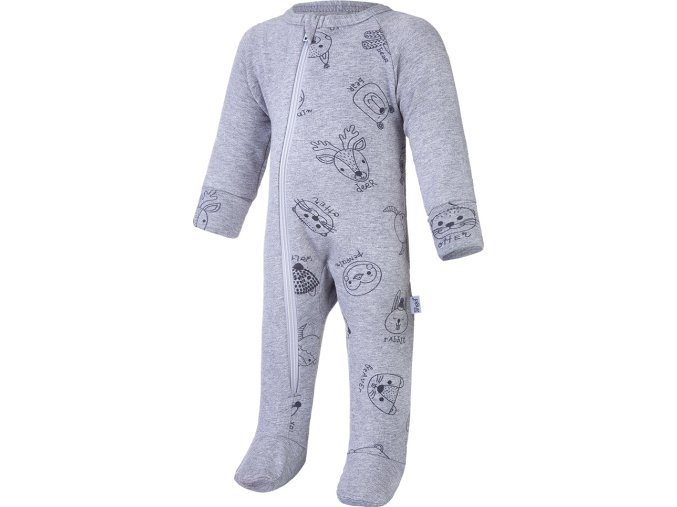 Little Angel overal smyk DR TISK Outlast® - šedý melír/šedý melír zvířátka (Velikost 62)