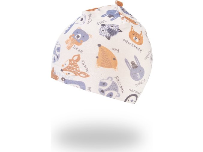Little Angel Čepice smyk natahovací TISK Outlast ® - latte barevná zvířátka (Velikost 3 | 42-44 cm)