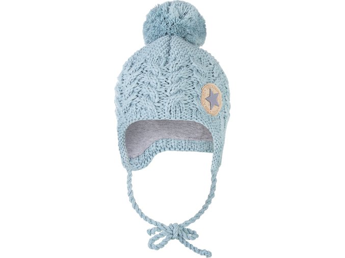 Little Angel Čepice pletená zavazovací copánky LA Outlast ® - sv.mentolová (Velikost 4 | 45-48 cm)