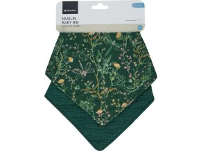 KikkaBoo Bryndáček bandana 2ks Secret Garden Green