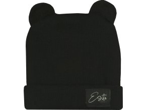 ESITO Zimní žebrovaná čepice s oušky Color Black