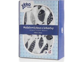 Biobavlněná plena XKKO Organic 120x120 - Silver Fish