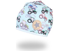 Little Angel Čepice podšitá Outlast® - traktor/sv.mentolová (Velikost 3 | 42-44 cm)