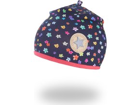 Little Angel Čepice podšitá Outlast® - tm.modrá kvítí/jahodová (Velikost 3 | 42-44 cm)