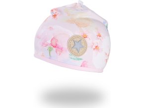 Little Angel Čepice podšitá Outlast® - sv.růžová květy/růžová baby (Velikost 3 | 42-44 cm)