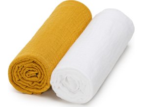 T-TOMI BIO Mušelínové pleny White + Mustard