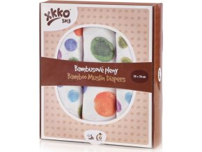Bambusové pleny XKKO BMB 70x70 Digi - Watercolour Polka Dots MIX 3ks