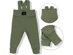 ESITO Rostoucí žebrované kalhoty s laclem Color Sage
