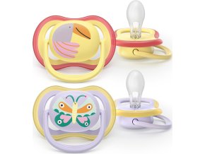 PHILIPS AVENT Philips AVENT Šidítko Ultra air fialová/žlutá 0-6m obrázek dívka, 2ks