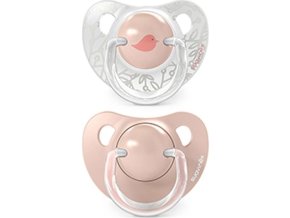 SUAVINEX | Dudlík anatomický silikon 0/6m 2 ks BIRDIES - růžový (Varianta SUAVINEX | Dudlík anatomický silikon 0/6m 2 ks BIRDIES - růžový)