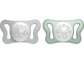 CHICCO CHICCO Dudlík Physio Micro silikonový 0-2m noční 2 ks