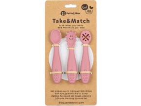 PETITEMARS PETITE&MARS Set 3 ks silikonových tréninkových lžiček Take&Match Dusty Rose 6m+