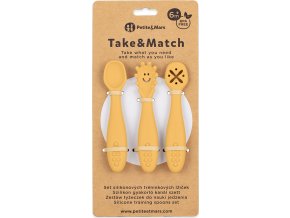 PETITEMARS PETITE&MARS Set 3 ks silikonových tréninkových lžiček Take&Match Intense Ochre 6m+