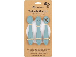PETITEMARS PETITE&MARS Set 3 ks silikonových tréninkových lžiček Take&Match Frosted Sky 6m+