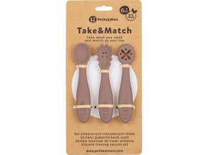 PETITEMARS PETITE&MARS Set 3 ks silikonových tréninkových lžiček Take&Match Velvet Latte 6m+
