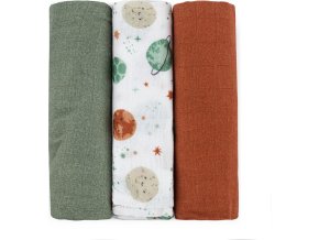 PETITEMARS PETITE&MARS Sada plen bambusová mušelínová 3ks Moussy Celestial Planets 68 x 68 cm