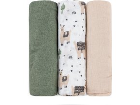 PETITEMARS PETITE&MARS Sada plen bambusová mušelínová 3ks Moussy Llama Vibes 68 x 68 cm