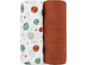 PETITEMARS PETITE&MARS Přikrývka bambusová mušelínová 2ks Misty Celestial Planets 120 x 120 cm