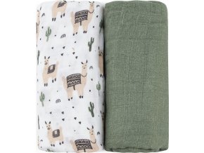 PETITEMARS PETITE&MARS Přikrývka bambusová mušelínová 2ks Misty Llama Vibes 120 x 120 cm