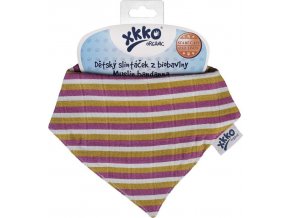 xkko organic leafs collection bandana ginkgo stripes m