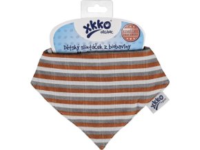 Dětský slintáček XKKO Organic Staré časy - Brown Stripes