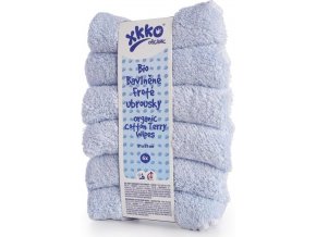 BIO bavlněné froté ubrousky XKKO Organic 21x21- Baby Blue