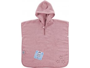 BIO bavlněné froté pončo XKKO Organic - Baby Pink Stars