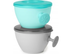 Skip Hop Misky s víkem a držákem Easy Grab Grey, Teal 2 x 240ml, 3m+