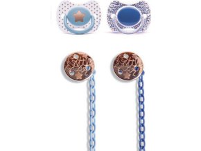 SUAVINEX Set PREMIUM HAUTE COUTURE +4 m - ŠIDÍTKO + KLIP (Varianta HC GOLD ŠIDÍTKO fyziologické+4m SIL+ KLIP MODRÁ HVĚZDA)