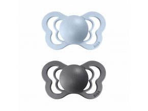 BIBS Couture ortodontické cumlíky z prírodného kaučuku 2ks - veľkosť 1 Iron / Baby Blue