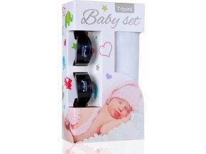 Baby set - bambusová osuška white / bílá + kočárkový kolíček black / černá