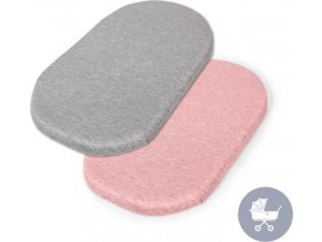 CEBA CEBA Prostěradlo do kočárku 73-80 x 30-37 cm 2 ks Light Grey+Pink