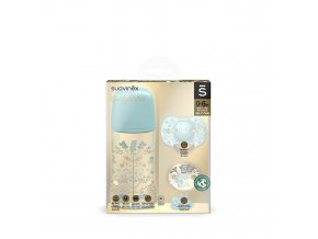 SUAVINEX | GOLD SET LÁHEV 270ml + DUDLÍK FYZIOLOGICKÝ 0/6 + KLIP GOLD - MODRÁ