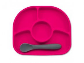 BBLÜV Yümi Silikonový talířek a lžička Pink