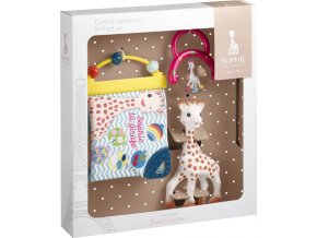 Vulli Dárkový set: žirafa Sophie + knížka + chrastítko (Barva fialové chrastítko)