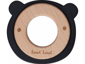 Label Label Kousátko Medvídek dřevo & silikon, černé