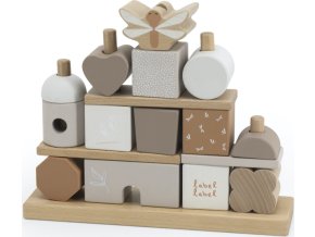 label label drevene kostky domecek nougat