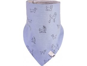 Little Angel Šátek na krk podšitý Outlast® - modrá pes/pruh bílošedý melír