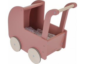 Little Dutch Kočárek pro panenky dřevěný s peřinkou Květiny a motýli