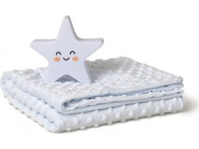 INTERBABY | SET Deka měkká  KULIČKY 80x110 + lampička HVĚZDA - modrá