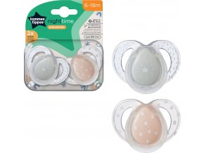 TOMMEE TIPPEE Šidítko silikon  6-18m, 2ks (Varianta Night)