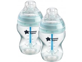 TOMMEE TIPPEE Kojenecká lahev, ANTI-COLIC, pomalý průtok, 0+, 260 ml, 2ks