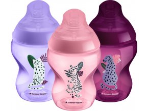 TOMMEE TIPPEE Kojenecká lahev pomalý průtok, 260 ml, Jungle Picks, 3 ks