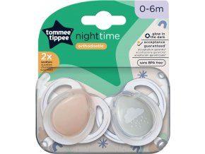 TOMMEE TIPPEE Šidítko symetrický silikon Night 0-6m 2 ks, Růž./Modrá